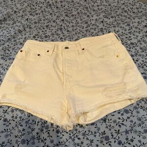 Women's White Distressed Shorts
